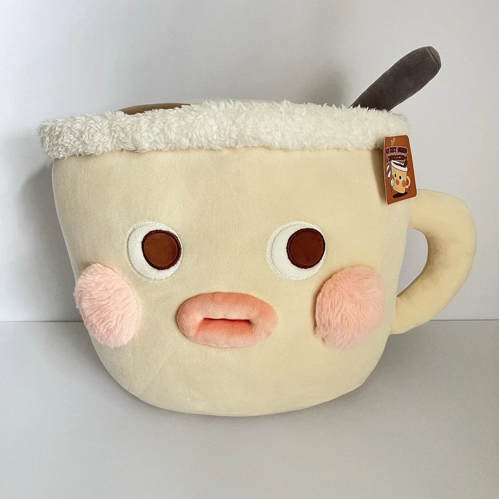 MINISO Plush Cappuccino hot coffee cup  large face 11